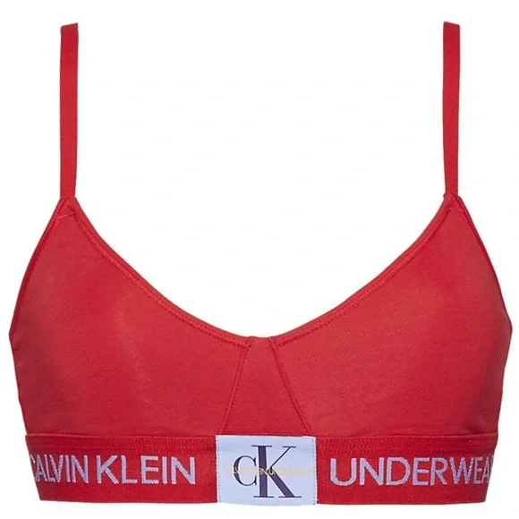 Calvin Klein monogram underlined triangle bralette in manic red - Picture 3 of 6